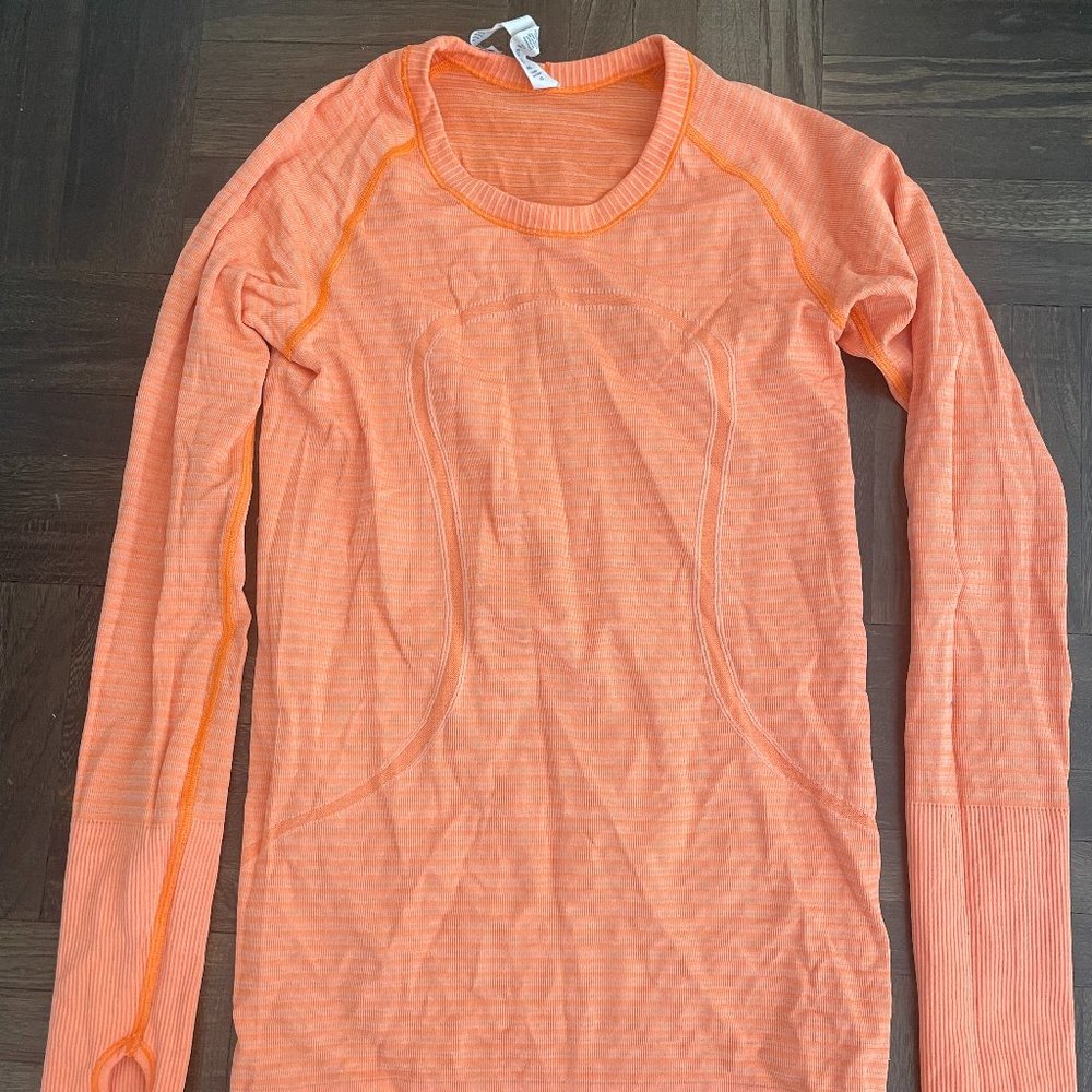 Orange Long Sleeve Lululemon T-Shirt Top Size 6